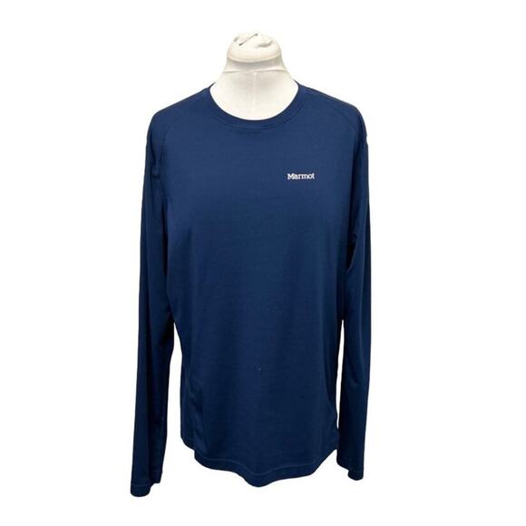 Marmot Mens XXL Long Sleeve Crewneck Shirt Blue Polyester - Picture 1 of 8
